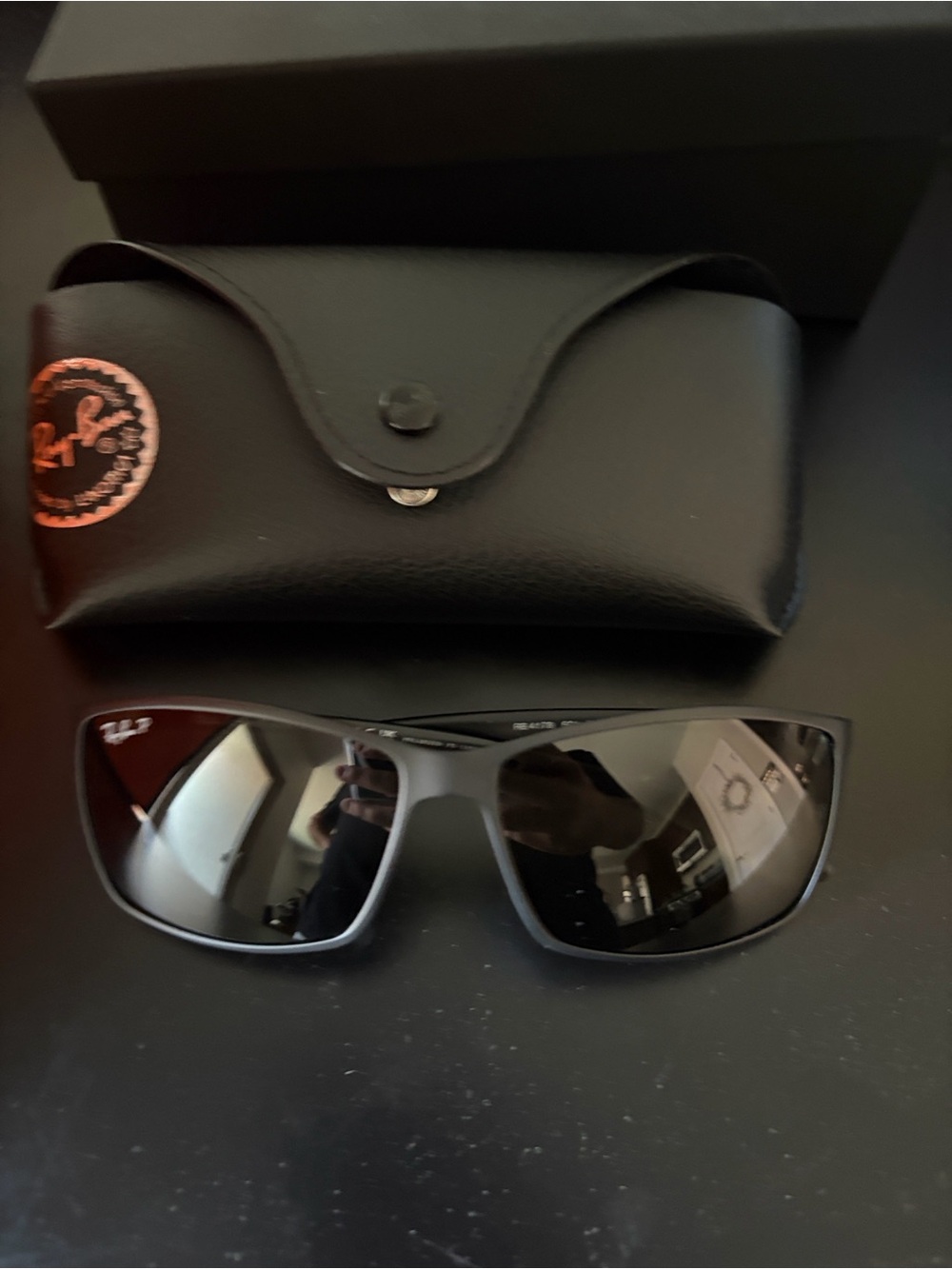 Ray-Ban Black Wraparound Sunglasses with Mirrored Lenses
